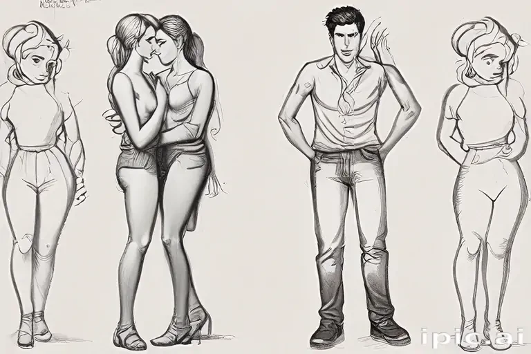 couples drawing poses