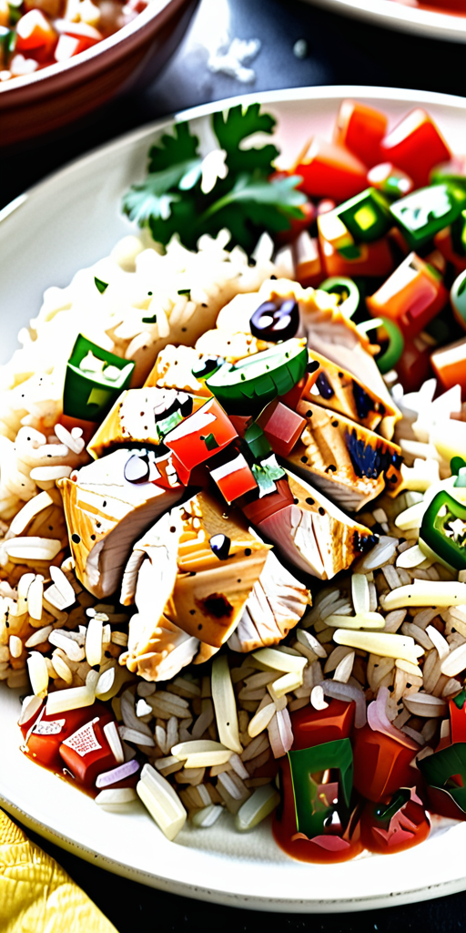 chicken and rice with salsa