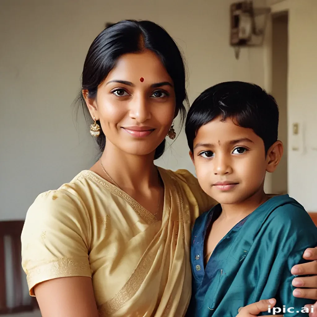 indian son with mom