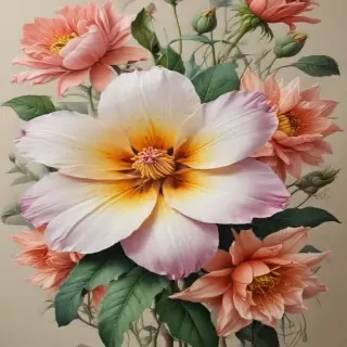 flower drawing images with colour