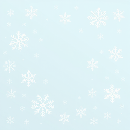 Create a background with a soft light blue color featuring various white snowflakes of different sizes and intricate designs scattered across the image, giving a wintery and serene feel.