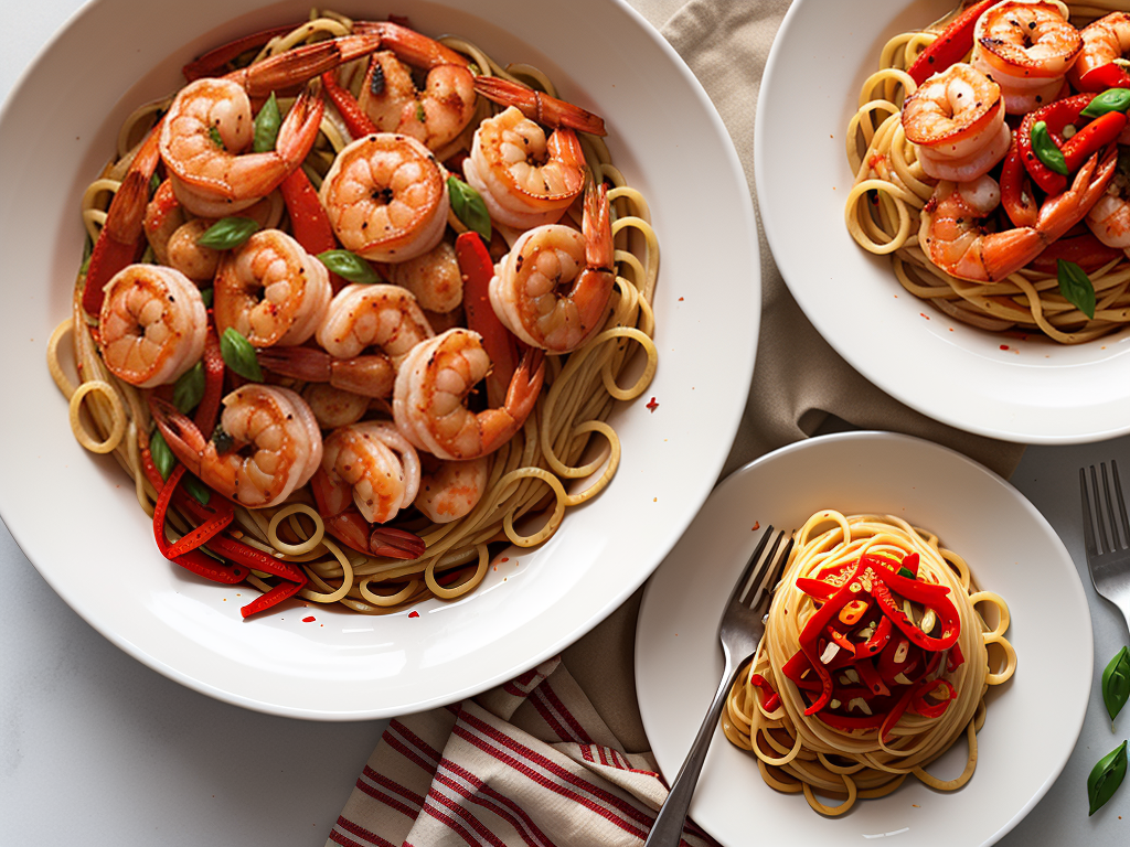 roasted red pepper shrimp linguine