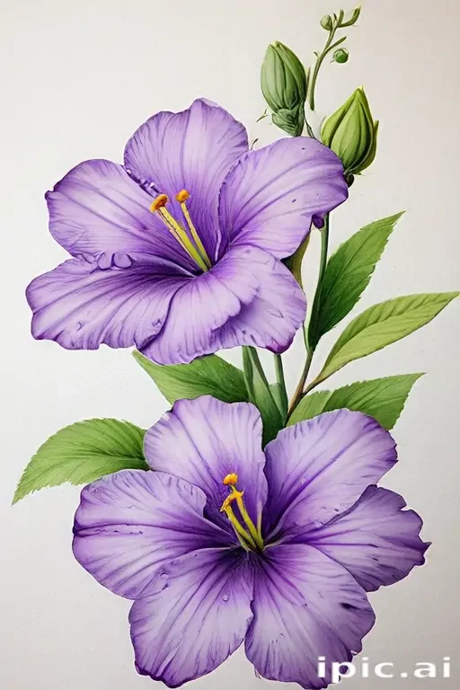 purple flowers drawing