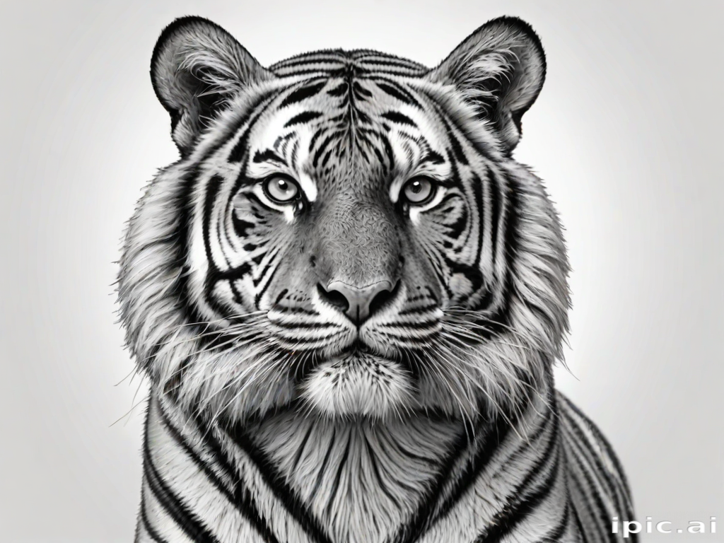 tiger clipart black and white