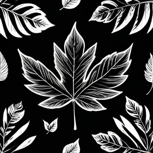 clipart leaf black and white