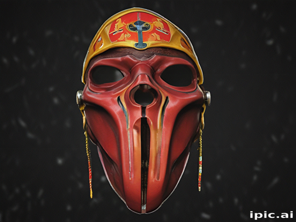 Relic Mask Intricately Designed Ancient Mask with Vibrant Colors and Cultural Symbols