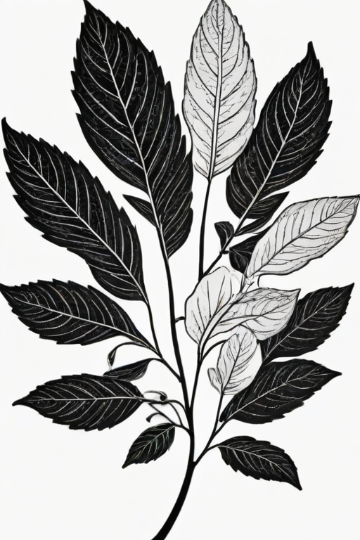 black and white leaf clip art
