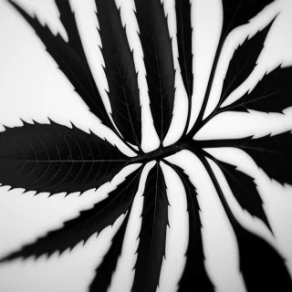 black and white leaf