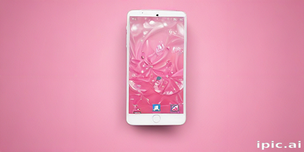 A Stylish Pink Smartphone Displaying a Beautiful Floral Wallpaper Design.