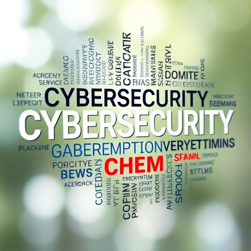 Create an image of a word cloud focused on cybersecurity, featuring terms like "cybersecurity," "malware," "encryption," and "backdoor," with a clean, modern design, captured with a Canon EOS R5, 50mm lens, f/1.8, ISO 100, in natural light, with a shallow depth of field for enhanced clarity.
