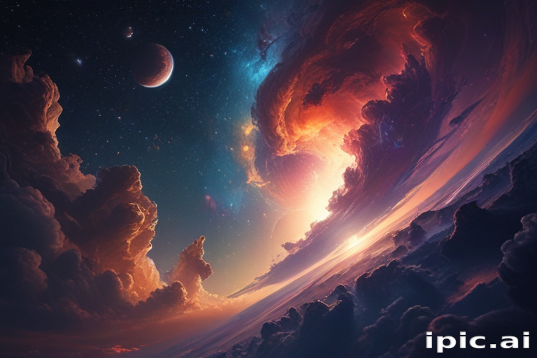 Stunning Cosmic Landscape Showcasing Vibrant Nebulae and Distant ...