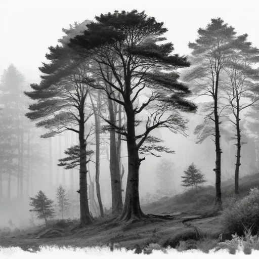 forest clipart black and white