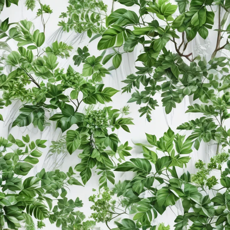 white and greenery background