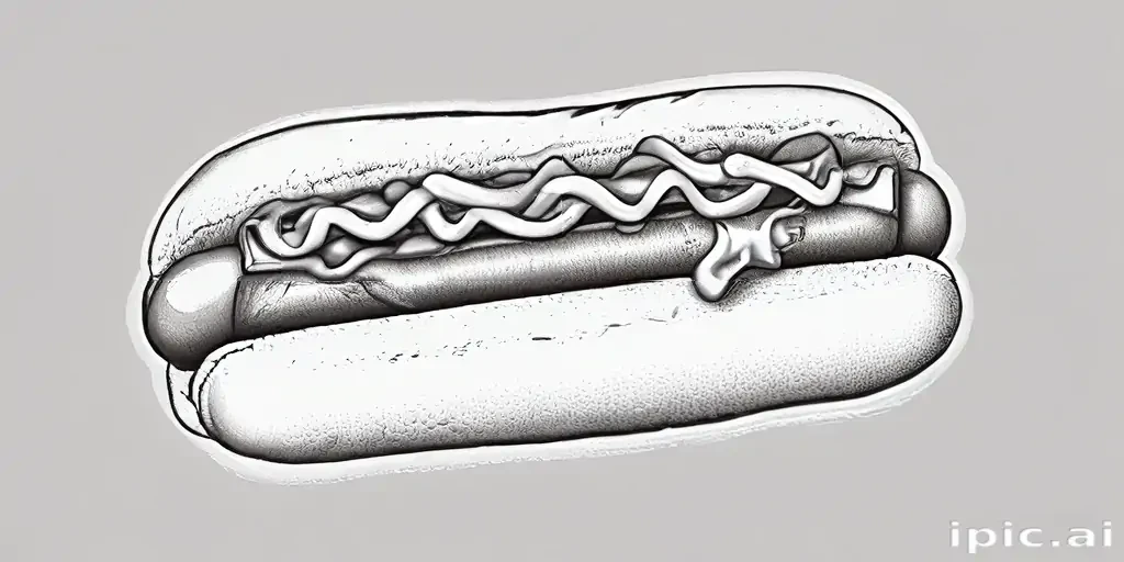 hot dog clipart black and white