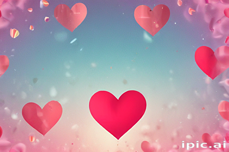 Colorful Hearts Floating in a Dreamy Background of Love and Joy