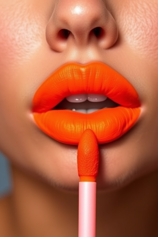 Neon orange lip stain with a matte finish, called "Electric Tangerine," providing a vibrant pop of color that lasts all day