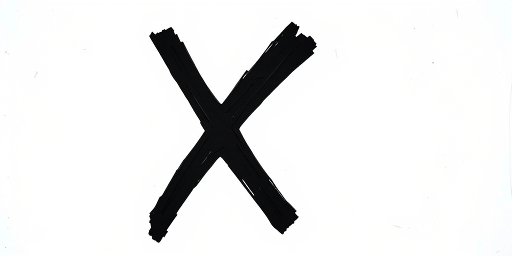 Create an image of a bold black "X" on a white circular background, shot with a DSLR camera, 50mm lens at f/2.8, ISO 100, in natural light for clarity and high contrast.