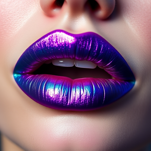 Duochrome teal-to-purple lips mesmerize in the "Mermaid's Kiss" design, featuring a unique color-shifting effect that transforms from a deep teal base to a shimmering purple depending on the light and viewing angle, creating a captivating and otherworldly lip look that's perfect for fantasy-themed events or creative editorial shoots