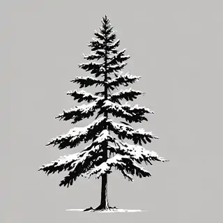 pine tree clipart black and white
