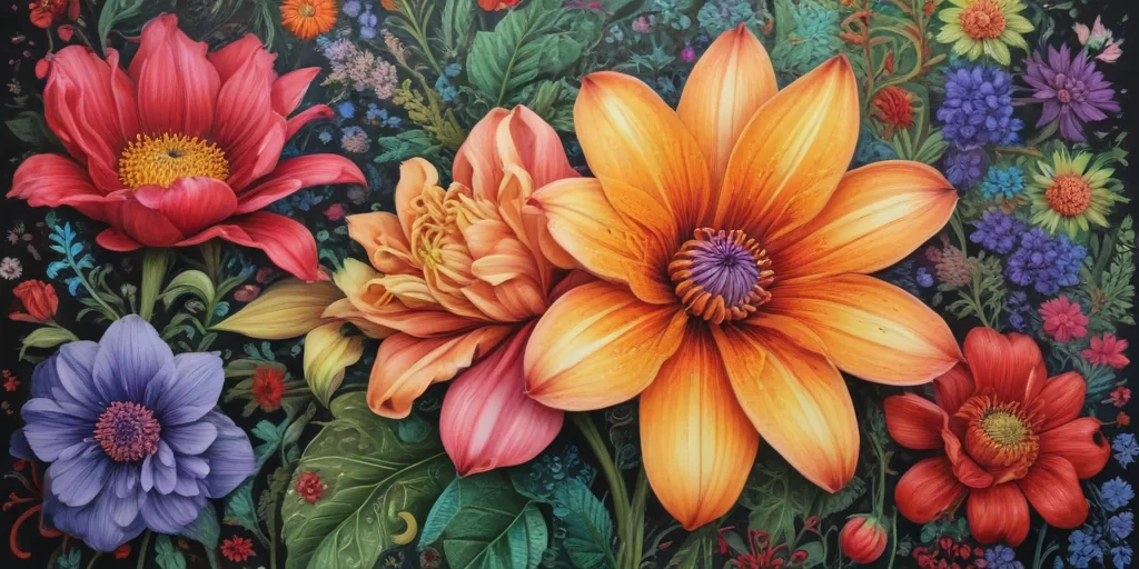 colourful flower drawing