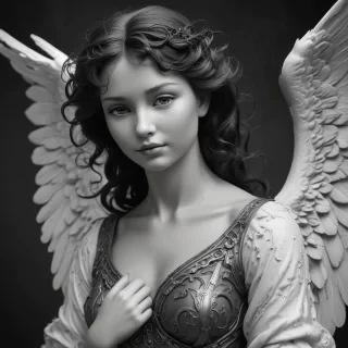black and white angel