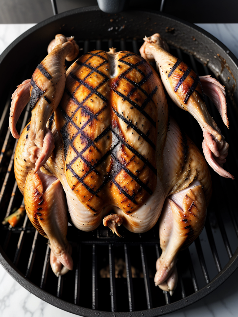 whole chicken on grill charcoal