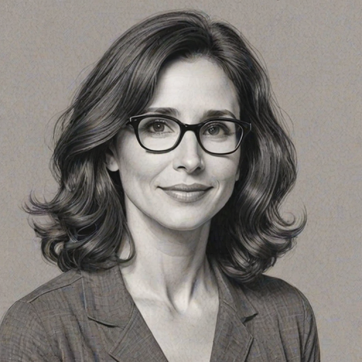 Pleasing Michaela Watkins, pencil sketch, portrait of Lovely woman 1957s in glasses, hair style beatnik, outline, clear lines, fine lines, 8k