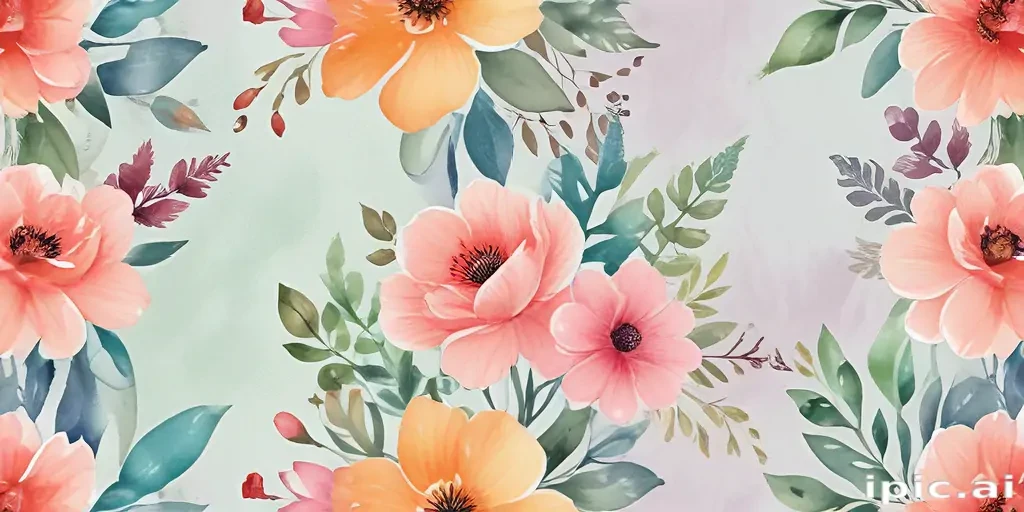 Colorful Floral Pattern Featuring Vibrant Flowers and Lush Greenery on ...