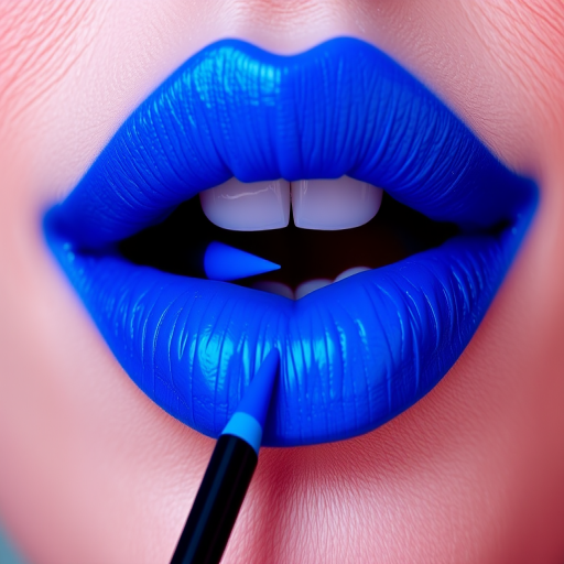 Electric blue lip liner "Neon Horizon" offering precise application, vibrant pigmentation, and long-wearing properties for creating unique lip shapes and designs