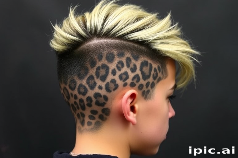 Fierce leopard print undercut, named "Wild Instinct," features a bold animal pattern shaved into short sides with longer, contrasting locks on top