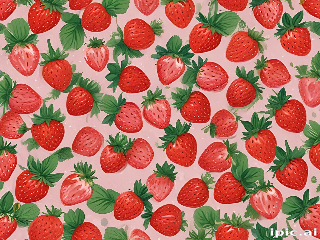 A Colorful Pattern of Juicy Strawberries on a Soft Pink Background