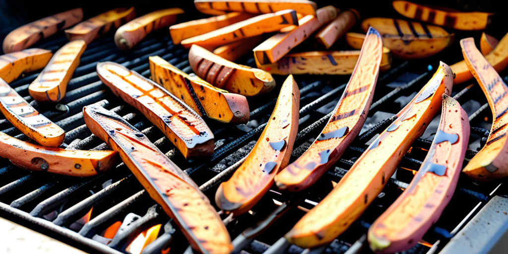 sweet potato fries on the grill