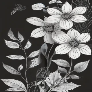 floral line art