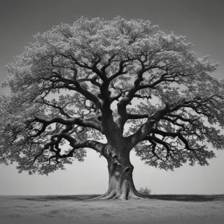 oak tree clipart black and white