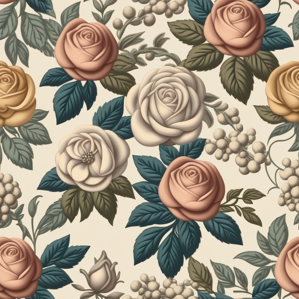 Elegant Floral Pattern Featuring Softly Colored Roses and Delicate ...