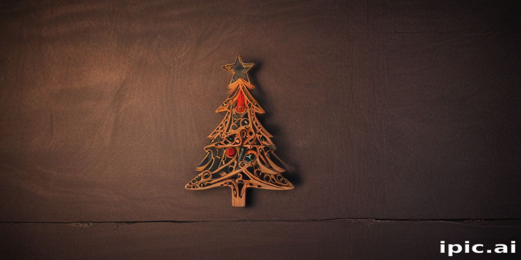 Beautifully Crafted Wooden Christmas Tree Ornament Hanging on a Wall