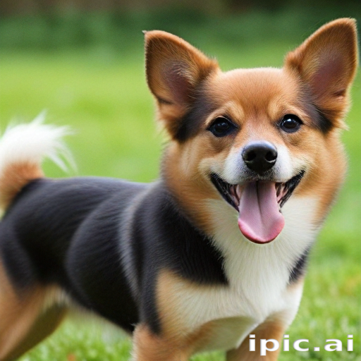 Adorable Smiling Dog with Fluffy Ears Enjoying a Sunny Day Outdoors