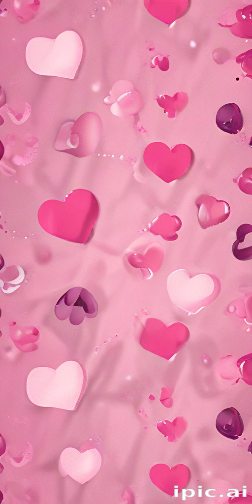 Colorful Hearts Floating on a Soft Pink Background for Valentine's Day