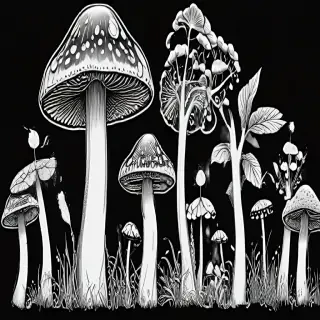 mushroom clipart black and white