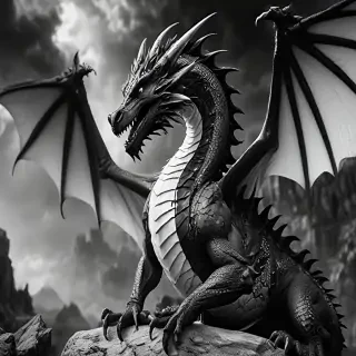 dragon black and white