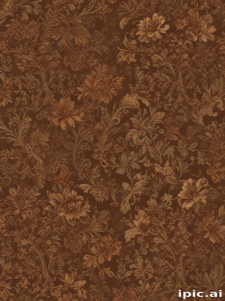 Elegant Floral Pattern Design with Rich Earthy Tones and Intricate Details