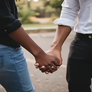 black couple holding hands