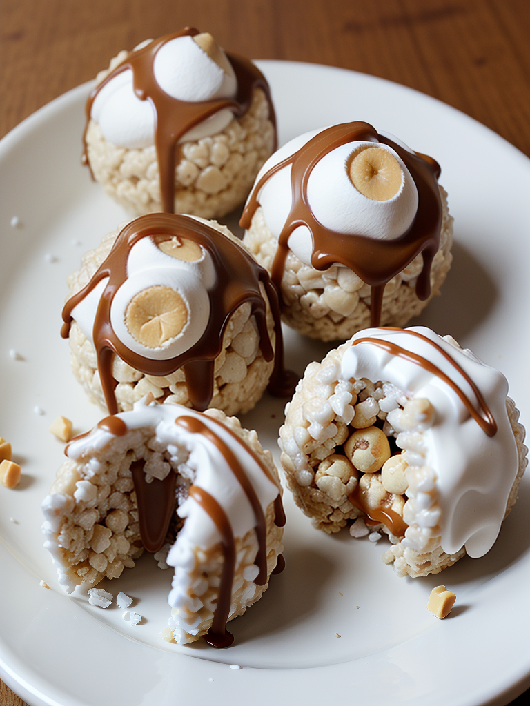 marshmallow caramel rice krispie balls