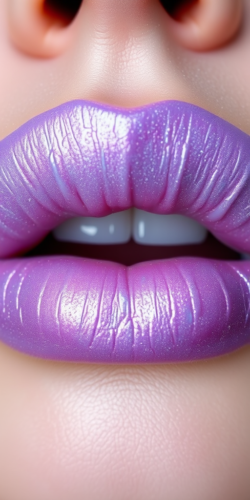 Frosted lilac lips with a pearlescent sheen, "Twilight Shimmer" boasts a cool-toned iridescence and a plumping effect for a ethereal, otherworldly appearance