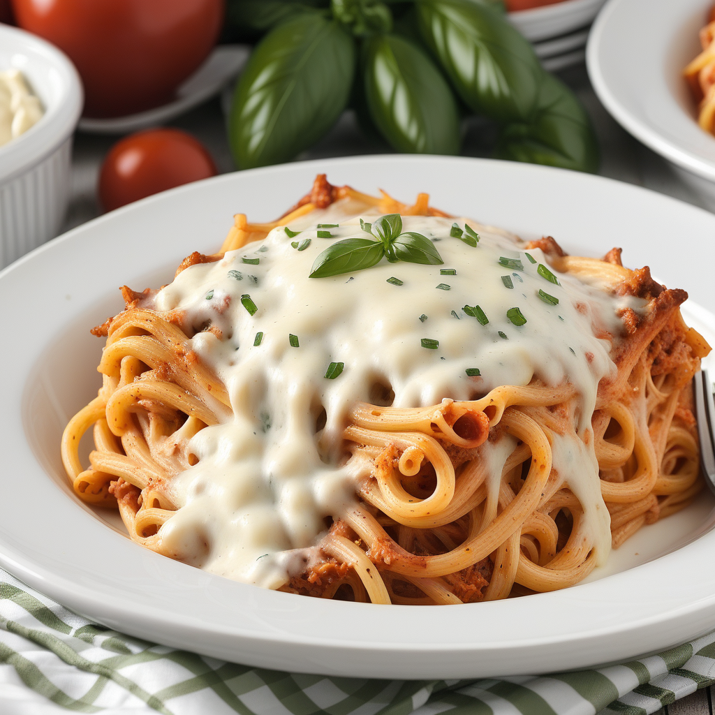 baked spaghetti with alfredo sauce