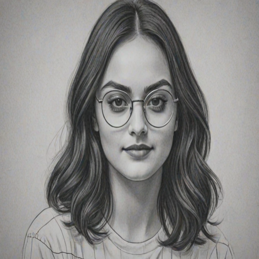Wonderful Camila Mendes, pencil sketch, portrait of Ravishing woman 1939s in glasses, hair style beatnik, outline, clear lines, fine lines, 8k