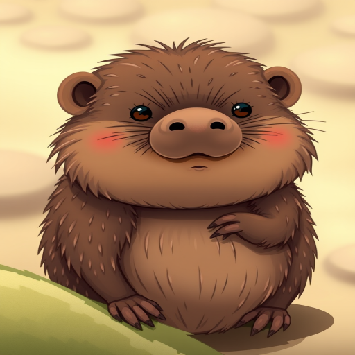 Generate a highly detailed illustration of a mole in a whimsical cartoon style, using a DSLR camera with a 50mm lens, f/2.8 aperture, ISO 100, in soft natural light for enhanced clarity and texture.