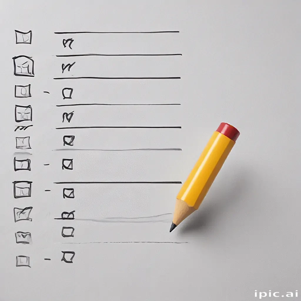 Checklist with Empty Boxes and a Yellow Pencil Ready to Use