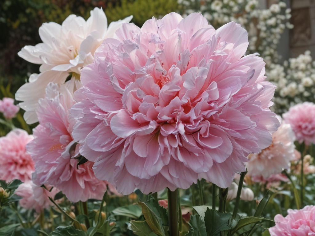 Vibrant Pink Peonies Blooming Beautifully in a Lush Garden Setting