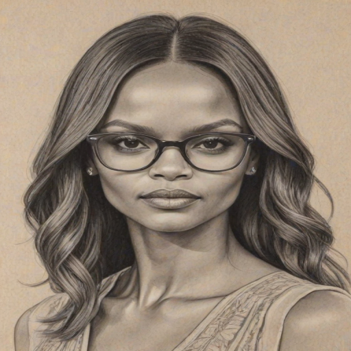 Exquisite Samantha Mumba, pencil sketch, portrait of Stunning woman 1926s in glasses, hair style beatnik, outline, clear lines, fine lines, 8k